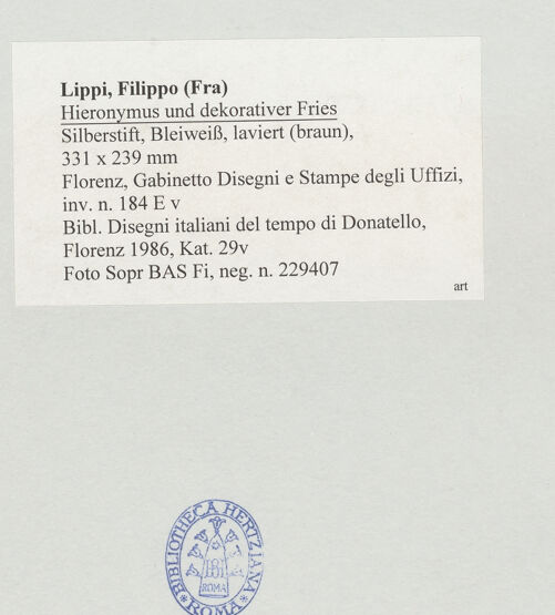 Rückseite von Sopr BAS Fi [https://www.deutsche-digitale-bibliothek.de/content/lizenzen/rv-ez/] Hieronymus und dekorativer Fries - , bh509073_recto. Foto.