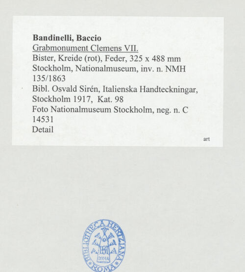 Rückseite von Nationalmuseum Stockholm [https://www.deutsche-digitale-bibliothek.de/content/lizenzen/rv-fz/] Grabmonument Clemens VII. - , bh509587_recto. Foto.