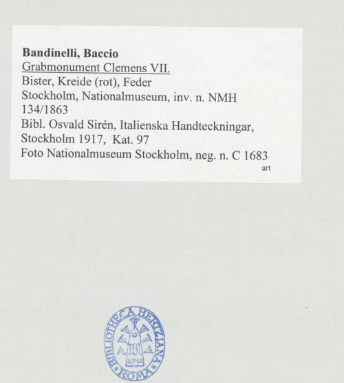 Rückseite von Nationalmuseum Stockholm [https://www.deutsche-digitale-bibliothek.de/content/lizenzen/rv-ez/] Grabmonument Clemens VII. (unterer Teil) - , bh509593_recto. Foto.