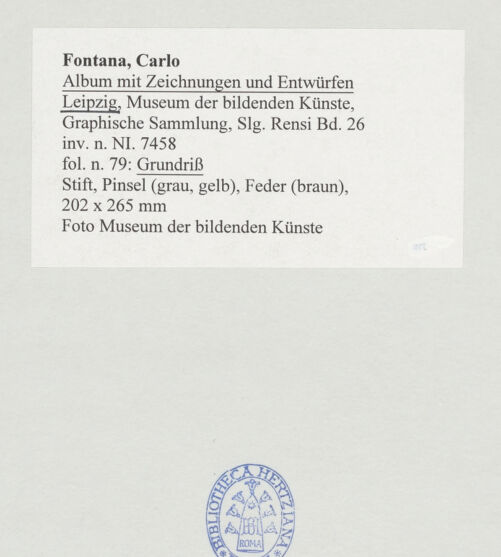 Rückseite von Museum der bildenden Künste Leipzig [https://www.deutsche-digitale-bibliothek.de/content/lizenzen/rv-ez/] Album mit Zeichnungen und EntwürfenGrundriss - , bh510024_recto. Foto.