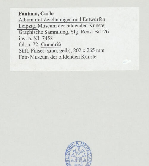 Rückseite von Museum der bildenden Künste Leipzig [https://www.deutsche-digitale-bibliothek.de/content/lizenzen/rv-ez/] Album mit Zeichnungen und EntwürfenGrundriss - , bh510030_recto. Foto.