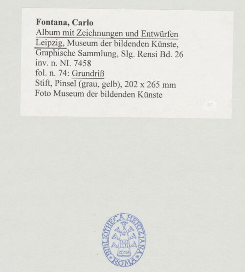 Rückseite von Museum der bildenden Künste Leipzig [https://www.deutsche-digitale-bibliothek.de/content/lizenzen/rv-ez/] Album mit Zeichnungen und EntwürfenGrundriss - , bh510032_recto. Foto.