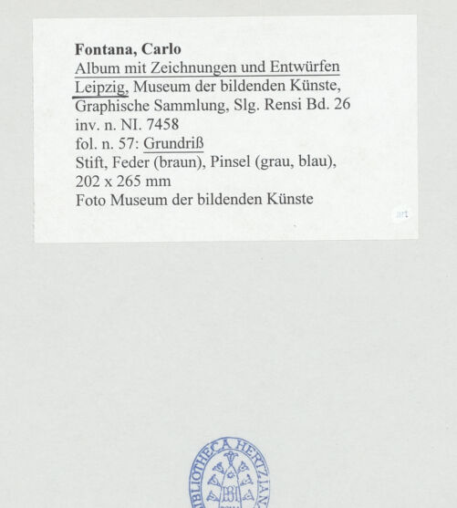 Rückseite von Museum der bildenden Künste Leipzig [https://www.deutsche-digitale-bibliothek.de/content/lizenzen/rv-ez/] Album mit Zeichnungen und EntwürfenGrundriss - , bh510035_recto. Foto.