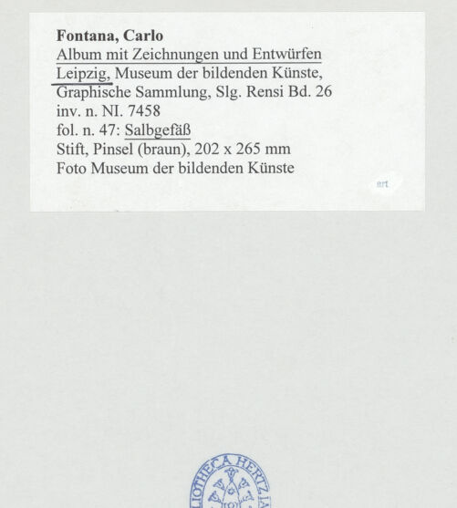 Rückseite von Museum der bildenden Künste Leipzig [https://www.deutsche-digitale-bibliothek.de/content/lizenzen/rv-ez/] Album mit Zeichnungen und EntwürfenSalbgefäß - , bh510041_recto. Foto.