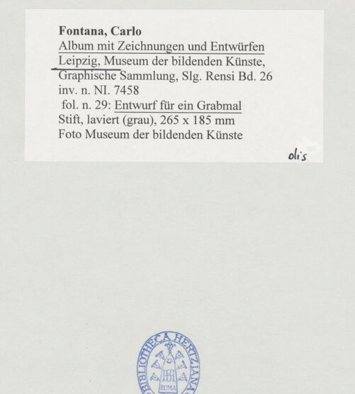 Rückseite von Museum der bildenden Künste Leipzig [https://www.deutsche-digitale-bibliothek.de/content/lizenzen/rv-ez/] Album mit Zeichnungen und EntwürfenEntwurf für Grabmal - , bh510055_recto. Foto.