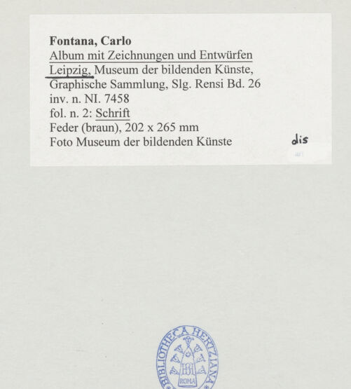 Rückseite von Museum der bildenden Künste Leipzig [https://www.deutsche-digitale-bibliothek.de/content/lizenzen/rv-ez/] Album mit Zeichnungen und EntwürfenSchrift - , bh510065_recto. Foto.