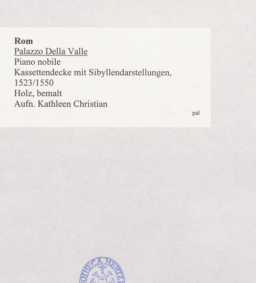 Rückseite von Christian, Kathleen [https://www.deutsche-digitale-bibliothek.de/content/lizenzen/rv-ez/] Kassettendecke mit SibyllendarstellungenEuropäische Sibylle - , bh510094_recto. Foto: Christian, Kathleen.