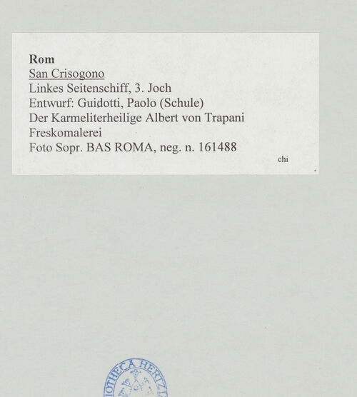 Rückseite von Sopr. BAS ROMA [https://www.deutsche-digitale-bibliothek.de/content/lizenzen/rv-ez/] Der Karmeliterheilige Albert von Trapani - , bh510933_recto. Foto.