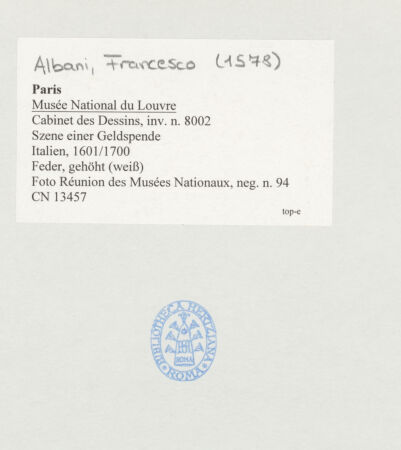 Rückseite von Réunion des Musées Nationaux [https://www.deutsche-digitale-bibliothek.de/content/lizenzen/rv-ez/] Szene einer Geldspende - , bh511909_recto. Foto.