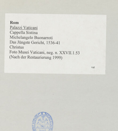 Rückseite von Musei Vaticani [https://www.deutsche-digitale-bibliothek.de/content/lizenzen/rv-ez/] Das Jüngste Gericht - Christus, bh512028_recto. Foto.