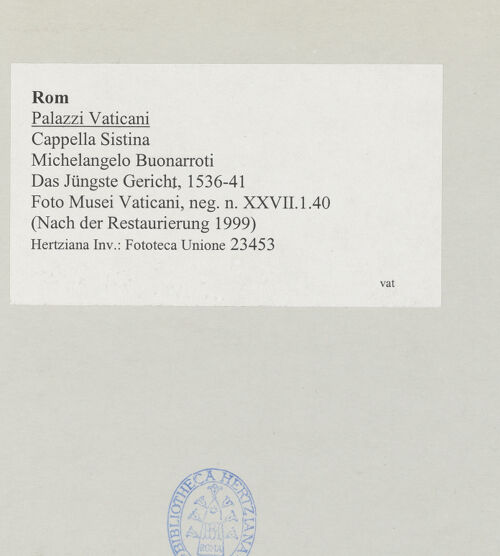 Rückseite von Musei Vaticani [https://www.deutsche-digitale-bibliothek.de/content/lizenzen/rv-ez/] Das Jüngste Gericht - , bh512029_recto. Foto.