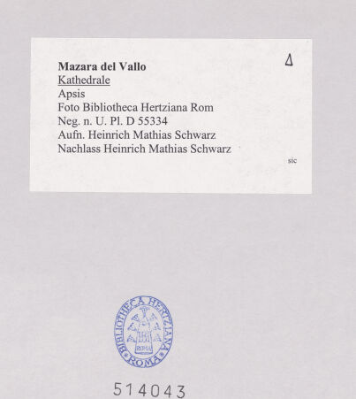 Rückseite von Bibliotheca Hertziana [https://www.deutsche-digitale-bibliothek.de/content/lizenzen/rv-fz/] Cattedrale - Apsis, bh514043_recto. Foto: Schwarz, Heinrich Mathias.