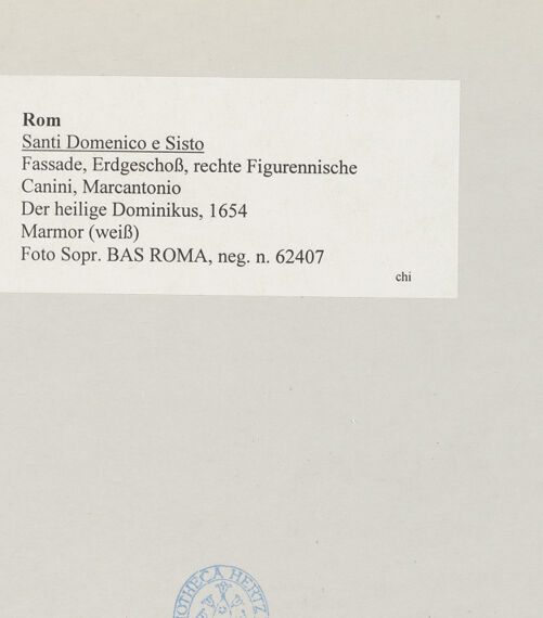 Rückseite von Sopr. BAS ROMA [https://www.deutsche-digitale-bibliothek.de/content/lizenzen/rv-ez/] Der heilige Dominikus - , bh514210_recto. Foto.