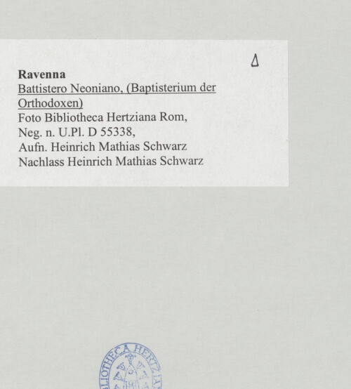 Rückseite von Bibliotheca Hertziana [https://www.deutsche-digitale-bibliothek.de/content/lizenzen/rv-fz/] Baptisterium der Orthodoxen - Ansicht von Nordwesten, bh514826_recto. Foto: Schwarz, Heinrich Mathias.