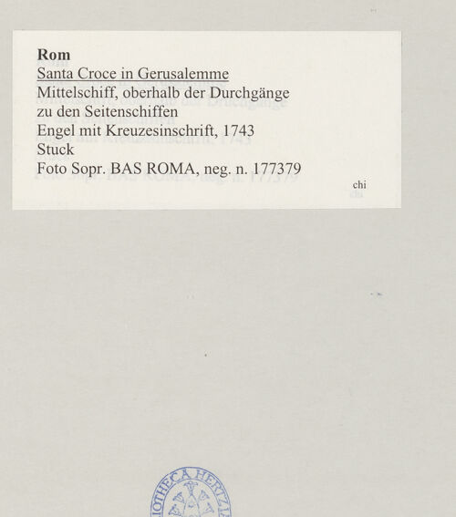 Rückseite von Sopr. BAS ROMA [https://www.deutsche-digitale-bibliothek.de/content/lizenzen/rv-ez/] Engel mit Arma Christi - Engel mit Kreuzesinschrift, bh514870_recto. Foto.