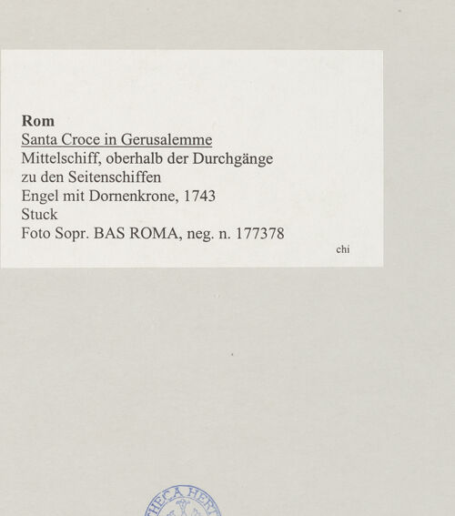 Rückseite von Sopr. BAS ROMA [https://www.deutsche-digitale-bibliothek.de/content/lizenzen/rv-ez/] Engel mit Arma Christi - Engel mit Dornenkrone, bh514879_recto. Foto.