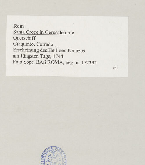 Rückseite von Sopr. BAS ROMA [https://www.deutsche-digitale-bibliothek.de/content/lizenzen/rv-ez/] Erscheinung des Heiligen Kreuzes am Jüngsten Tage - , bh514927_recto. Foto.