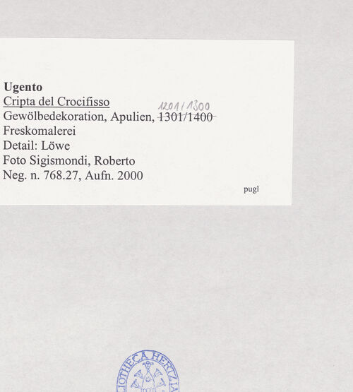 Rückseite von Sigismondi, Roberto [https://www.deutsche-digitale-bibliothek.de/content/lizenzen/rv-fz/] Gewölbedekoration - Detail: Löwe, bh514977_recto. Foto: Sigismondi, Roberto.