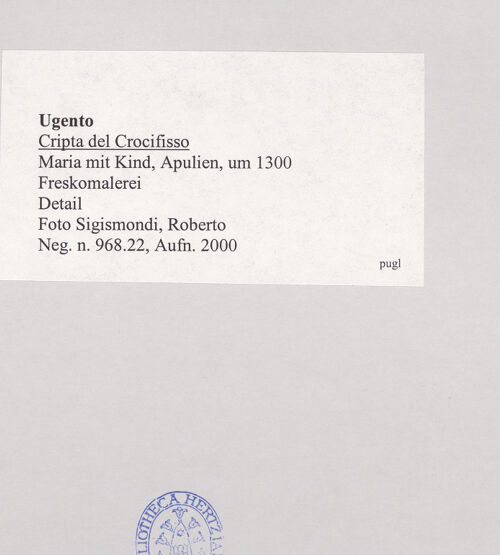 Rückseite von Sigismondi, Roberto [https://www.deutsche-digitale-bibliothek.de/content/lizenzen/rv-fz/] Maria mit Kind - Detail: obere Hälfte, bh514982_recto. Foto: Sigismondi, Roberto.