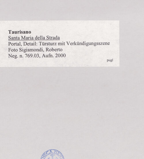 Rückseite von Sigismondi, Roberto [http://creativecommons.org/licenses/by-nc-sa/4.0/] HauptportalTürsturz: Verkündigung - Gesamtansicht, bh515672_recto. Foto: Sigismondi, Roberto.