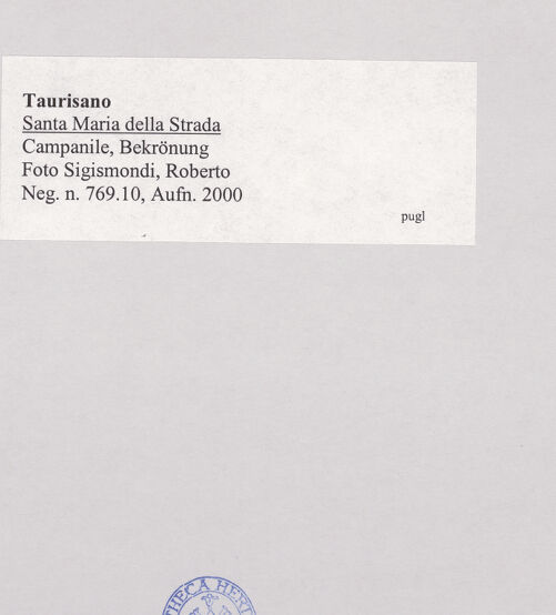 Rückseite von Sigismondi, Roberto [http://creativecommons.org/licenses/by-nc-sa/4.0/] Santa Maria della Strada - Campanile, Bekrönung, bh515685_recto. Foto: Sigismondi, Roberto.