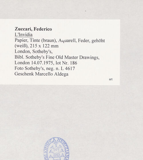 Rückseite von Sotheby's [https://www.deutsche-digitale-bibliothek.de/content/lizenzen/rv-ez/] Der Neid - , bh516013_recto. Foto.