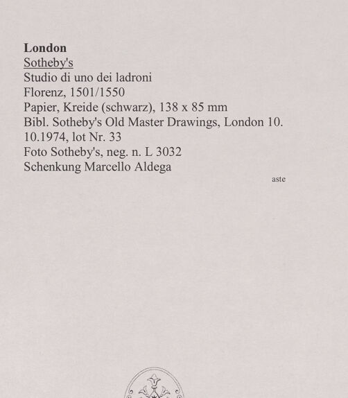 Rückseite von Sotheby's [https://www.deutsche-digitale-bibliothek.de/content/lizenzen/rv-ez/] Studie für einen der Diebe - , bh516017_recto. Foto.