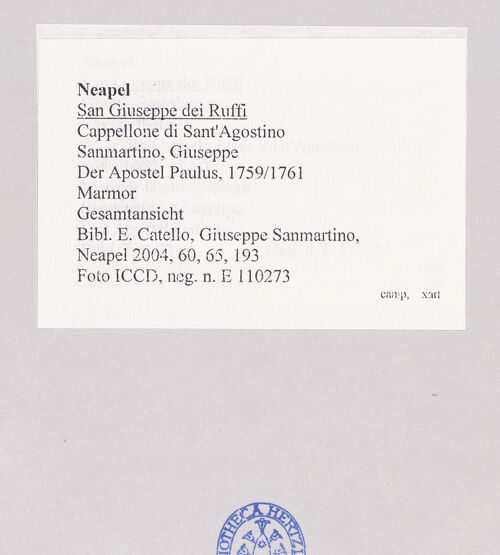 Rückseite von ICCD [https://www.deutsche-digitale-bibliothek.de/content/lizenzen/rv-ez/] Der Apostel Paulus - Gesamtansicht, bh517149_recto. Foto.