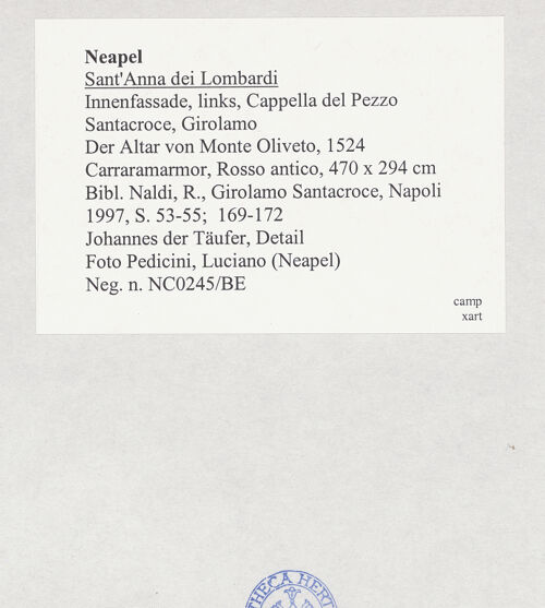 Rückseite von Pedicini, Luciano [https://www.deutsche-digitale-bibliothek.de/content/lizenzen/rv-ez/] Der Altar von Monteoliveto (Altare del Pezzo)Johannes der Täufer - Detail: Büste, bh517422_recto. Foto: Pedicini, Luciano.