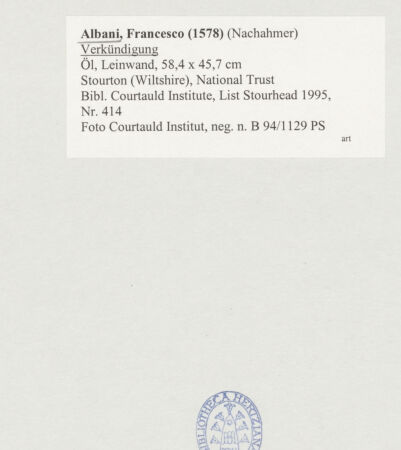 Rückseite von Courtauld Institute [https://www.deutsche-digitale-bibliothek.de/content/lizenzen/rv-ez/] Verkündigung - , bh517899_recto. Foto.