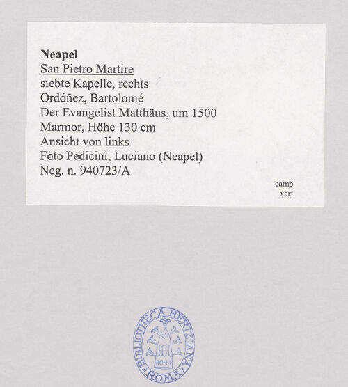 Rückseite von Pedicini, Luciano [https://www.deutsche-digitale-bibliothek.de/content/lizenzen/rv-ez/] Der Evangelist Matthäus - Ansicht von links, bh518294_recto. Foto: Pedicini, Luciano.