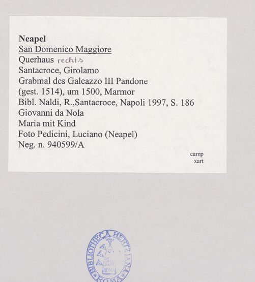 Rückseite von Pedicini, Luciano [https://www.deutsche-digitale-bibliothek.de/content/lizenzen/rv-ez/] Grabmal des Galeazzo III Pandone (gest. 1514)Madonna - Gesamtansicht, bh518341_recto. Foto: Pedicini, Luciano.