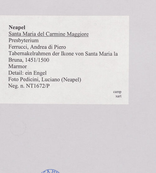 Rückseite von Pedicini, Luciano [https://www.deutsche-digitale-bibliothek.de/content/lizenzen/rv-ez/] Tabernakelrahmen der Ikone von Santa Maria la Bruna - Engel in Anbetung (rechts, unten), bh518732_recto. Foto: Pedicini, Luciano.