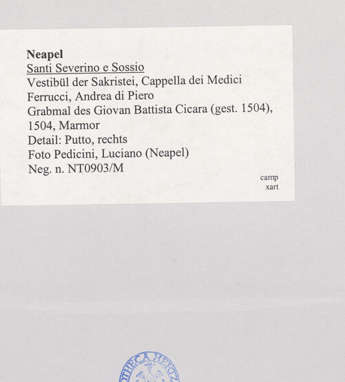 Rückseite von Pedicini, Luciano [https://www.deutsche-digitale-bibliothek.de/content/lizenzen/rv-ez/] Grabmal des Giovan Battista Cicara (gest. 1504)Engel rechts - Detail: Gesicht, bh518748_recto. Foto: Pedicini, Luciano.