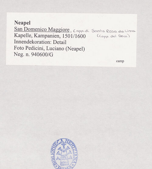Rückseite von Pedicini, Luciano [https://rightsstatements.org/page/CNE/1.0/] Cappella di Santa Rosa da Lima - Innendekoration: Detail, bh518901_recto. Foto: Pedicini, Luciano.
