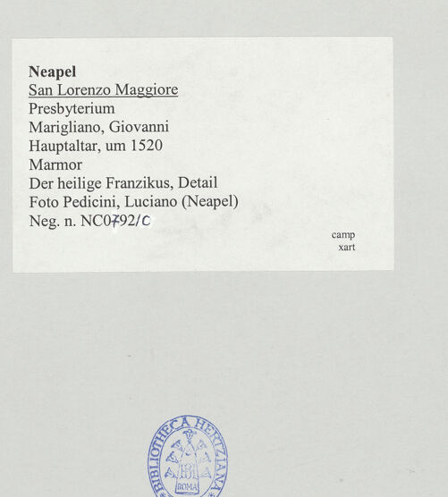 Rückseite von Pedicini, Luciano [https://www.deutsche-digitale-bibliothek.de/content/lizenzen/rv-ez/] HauptaltarHauptregister - Der heilige Franzikus, Detail, bh518922_recto. Foto: Pedicini, Luciano.