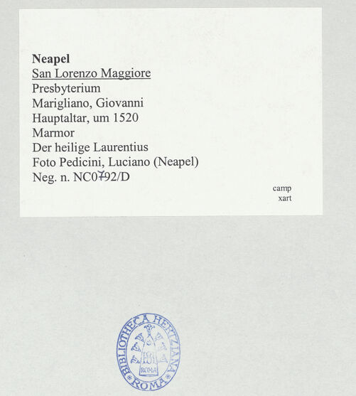 Rückseite von Pedicini, Luciano [https://www.deutsche-digitale-bibliothek.de/content/lizenzen/rv-ez/] HauptaltarHauptregister - Der heilige Laurentius, bh518928_recto. Foto: Pedicini, Luciano.