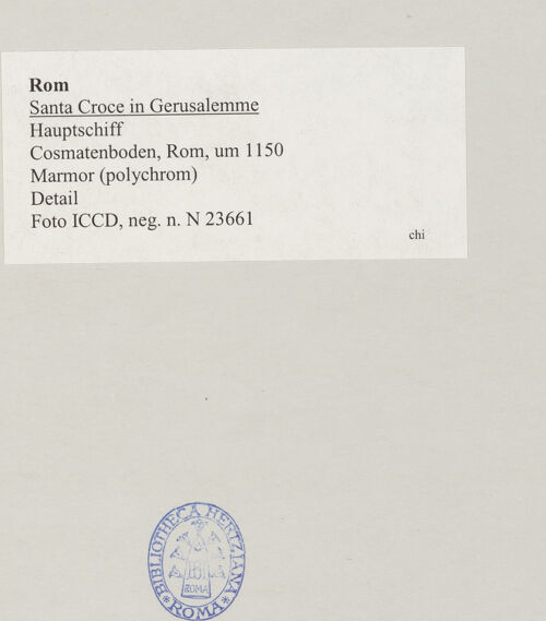 Rückseite von ICCD [https://www.deutsche-digitale-bibliothek.de/content/lizenzen/rv-ez/] Cosmatenboden - Detail, bh519973_recto. Foto.