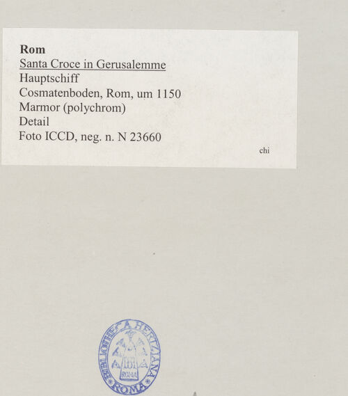 Rückseite von ICCD [https://www.deutsche-digitale-bibliothek.de/content/lizenzen/rv-ez/] Cosmatenboden - Detail, bh519974_recto. Foto.
