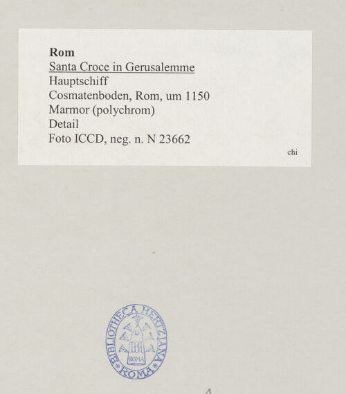 Rückseite von ICCD [https://www.deutsche-digitale-bibliothek.de/content/lizenzen/rv-ez/] Cosmatenboden - Detail, bh519976_recto. Foto.