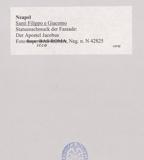 Rückseite von ICCD [https://www.deutsche-digitale-bibliothek.de/content/lizenzen/rv-ez/] Der Apostel Jakobus der Jüngere - Gesamtansicht, bh520295_recto. Foto.