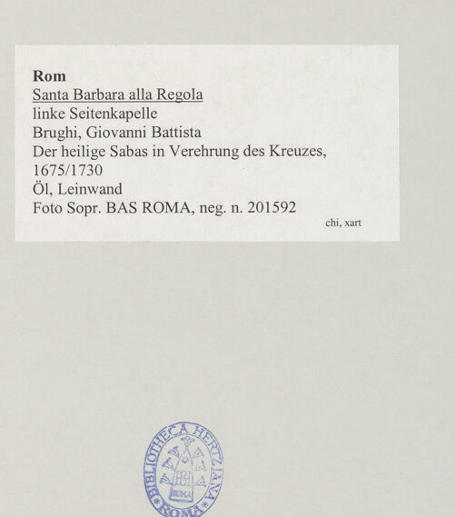 Rückseite von Sopr. BAS ROMA [https://www.deutsche-digitale-bibliothek.de/content/lizenzen/rv-ez/] Der heilige Sabas in Verehrung des Kreuzes - , bh521059_recto. Foto.