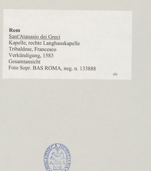 Rückseite von Sopr. BAS ROMA [https://www.deutsche-digitale-bibliothek.de/content/lizenzen/rv-ez/] Verkündigung - Gesamtansicht, bh521086_recto. Foto.