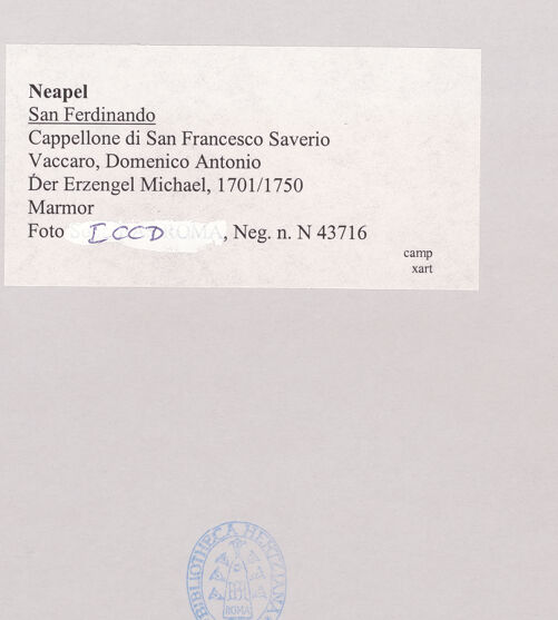 Rückseite von ICCD [https://www.deutsche-digitale-bibliothek.de/content/lizenzen/rv-ez/] Der Erzengel Michael - Gesamtansicht, bh521634_recto. Foto.