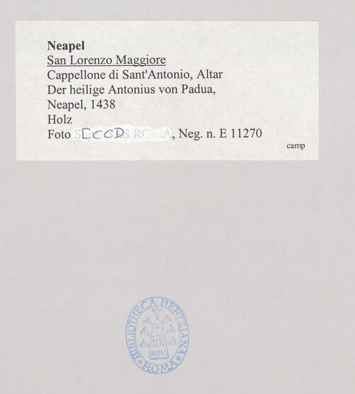 Rückseite von ICCD [https://www.deutsche-digitale-bibliothek.de/content/lizenzen/rv-ez/] Der heilige Antonius von Padua - , bh521682_recto. Foto.