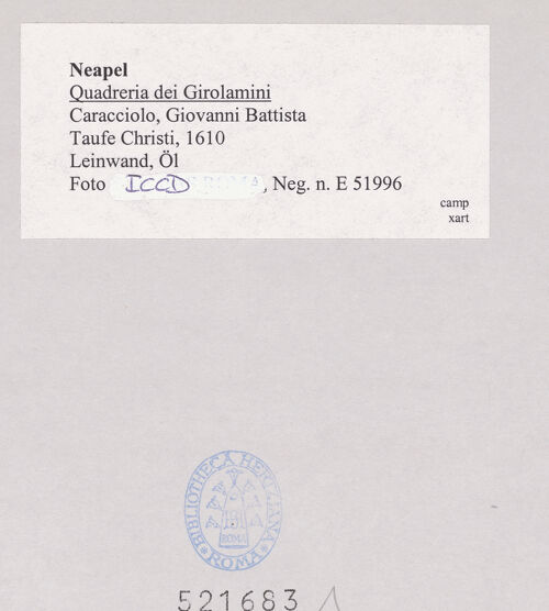 Rückseite von ICCD [https://www.deutsche-digitale-bibliothek.de/content/lizenzen/rv-ez/] Taufe Christi - Gesamtansicht, bh521683_recto. Foto.