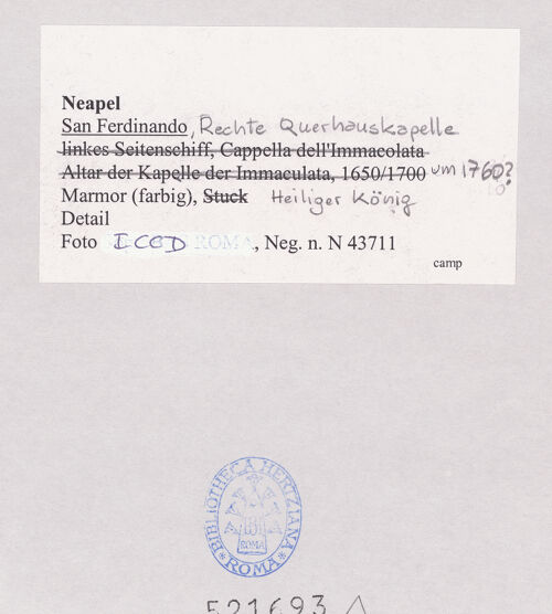 Rückseite von ICCD [https://www.deutsche-digitale-bibliothek.de/content/lizenzen/rv-ez/] Heiliger König (Ferdinand 3. von Kastilien und Leon?) - Gesamtansicht, bh521693_recto. Foto.