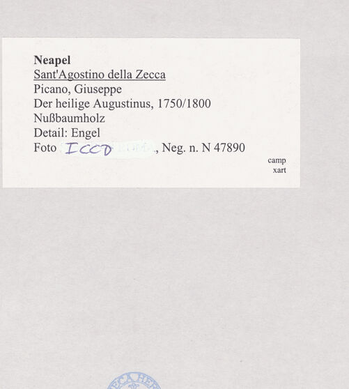 Rückseite von ICCD [https://www.deutsche-digitale-bibliothek.de/content/lizenzen/rv-ez/] Der heilige Augustinus - Detail: Engel, bh521733_recto. Foto.