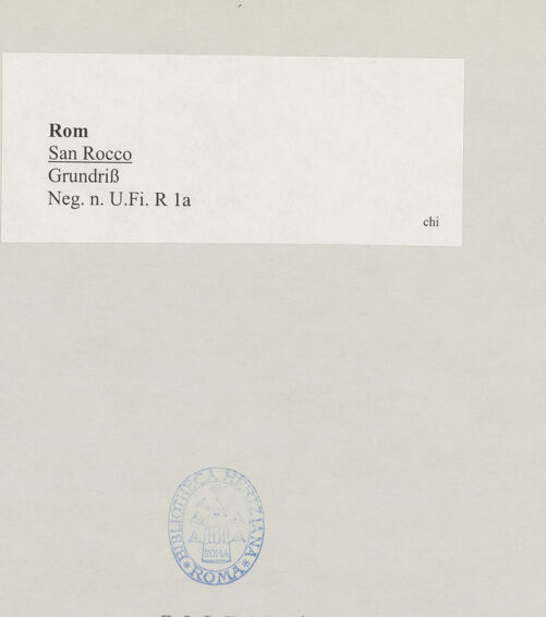 Rückseite von Bibliotheca Hertziana [https://www.deutsche-digitale-bibliothek.de/content/lizenzen/rv-ez/] San Rocco all'Augusteo  - Grundriss, bh522545_recto. Foto.