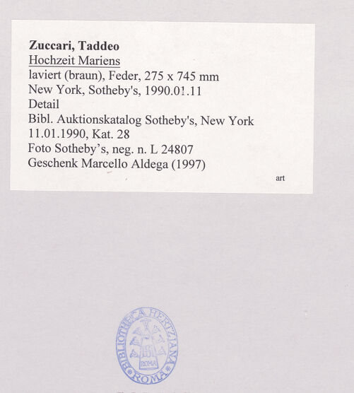 Rückseite von Sotheby's [https://www.deutsche-digitale-bibliothek.de/content/lizenzen/rv-ez/] Hochzeit Mariens - Detail, bh523717_recto. Foto.